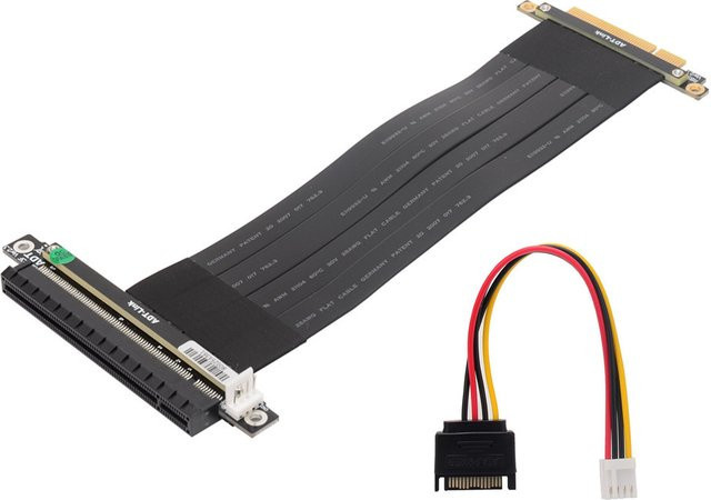 ADT-Link R83SF-PW PCI-E Riser-Verlängerungskabel X8 auf X16 Stecker auf Buchse in Schwarz für RTX 3060 ETH Mining und X99 Server Dual CPU Motherboard - Bild 1
