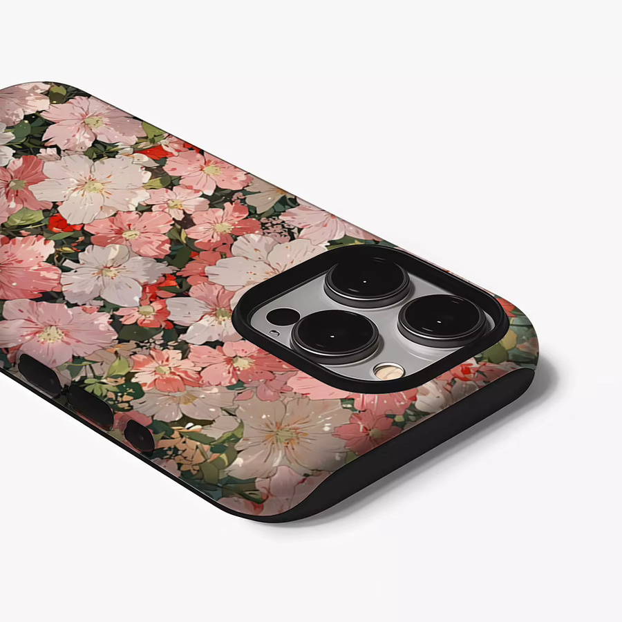 Potdemiel Blush Flower Cascade Handyhülle für iPhone 17 16 15 14 13 Pro Max Plus, robuste doppelschichtige Hülle in Pink - Bild 3