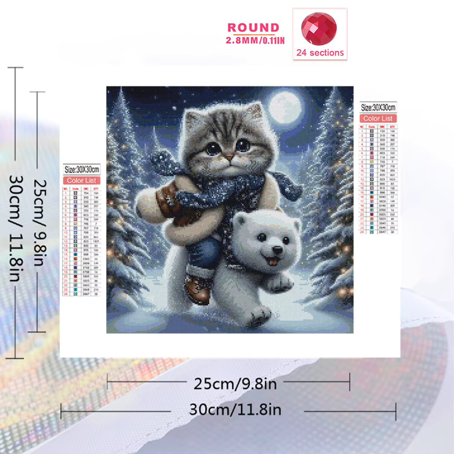 EverShine Katzen-Diamant-Stickerei DIY-Mosaik Bär Wandkunst für Erwachsene und Anfänger, Mehrfarbig, B/B/H: 20 x 20 x 20 cm - Bild 2
