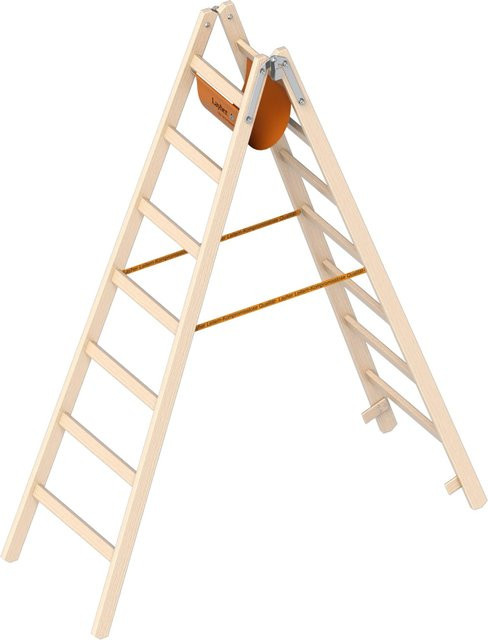 Layher Holzstehleiter 1038 mit 7 Sprossen in Beige - Bild 1