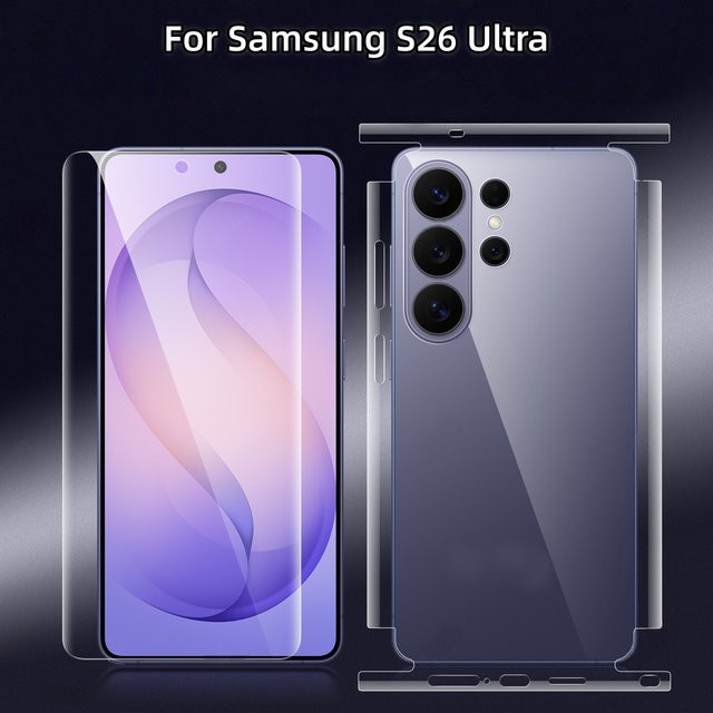 2er Set Hydrogel-Displayschutz für Samsung Galaxy S26 Ultra, S25 Ultra und S24 Ultra, transparente Vollabdeckung inklusive Seitenkanten und Rückseite - Bild 1