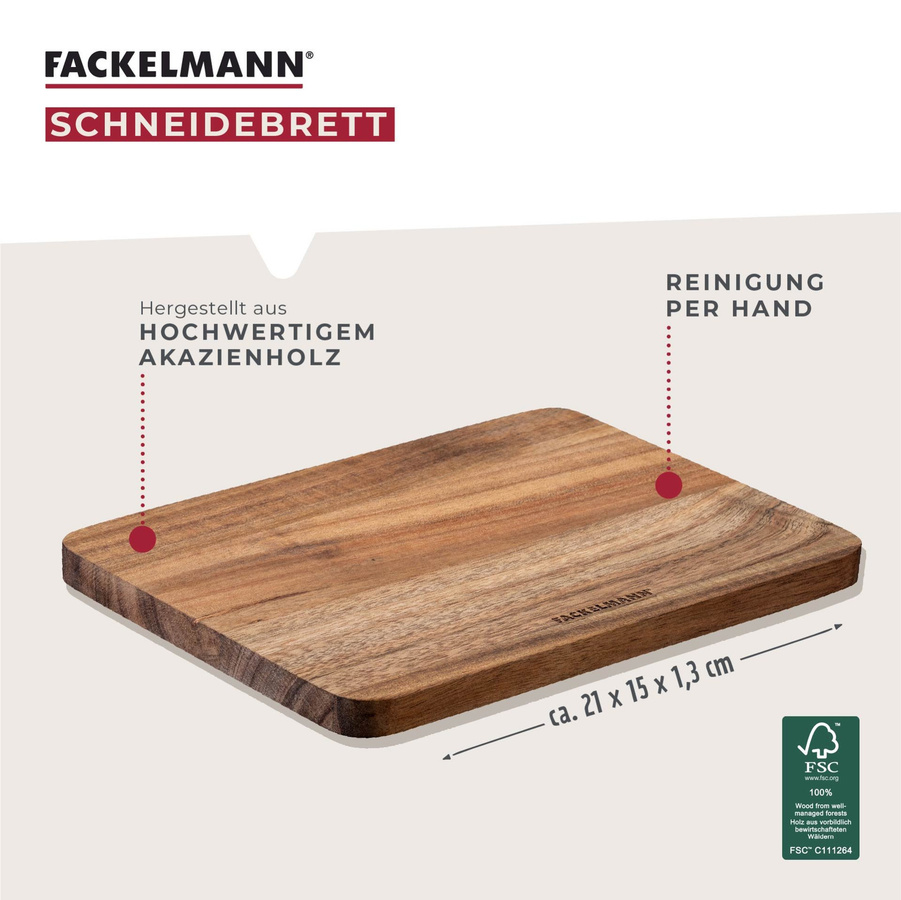 Fackelmann Schneidbrett Blossom Harmony aus Akazie, Braun, B/T: 21 x 15 cm - Bild 2