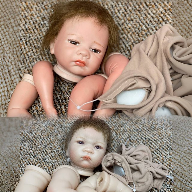 OtardDolls Wiedergeborene Baby Puppe Kit, mit verwurzelten Haaren, 2 Arten offene Augen - Bild 1
