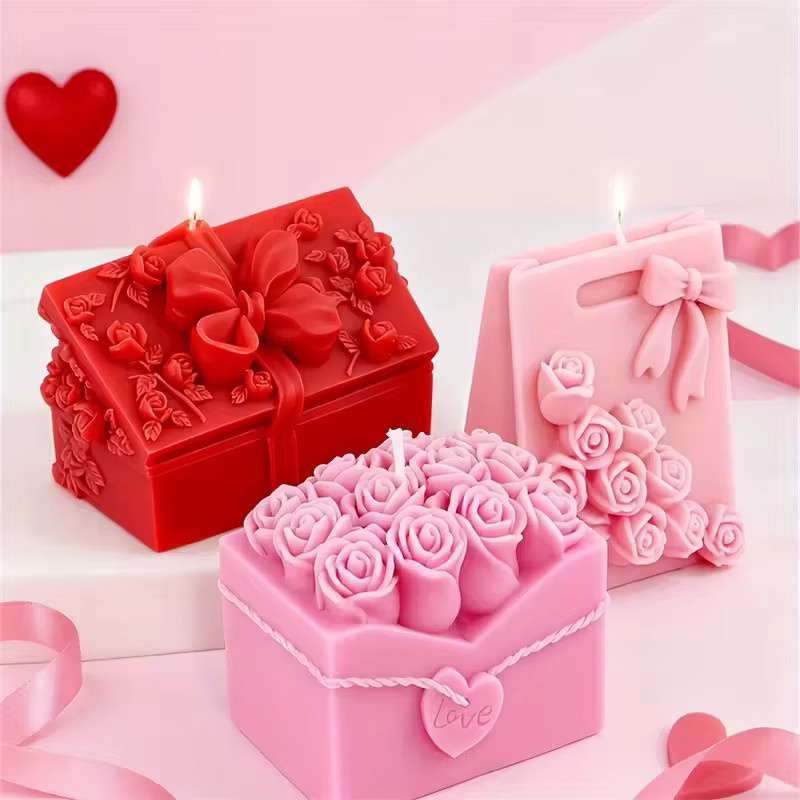 3D Rose Kerzenform für Harz und Wachs in Rot zur Herstellung von floralen Geschenken für Hochzeit und Valentinstag - Bild 1