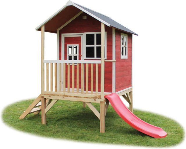 EXIT Toys Loft 300 Holzspielhaus Spielturm, rot, B/H/T: 190 x 215 x 269 cm - Bild 1