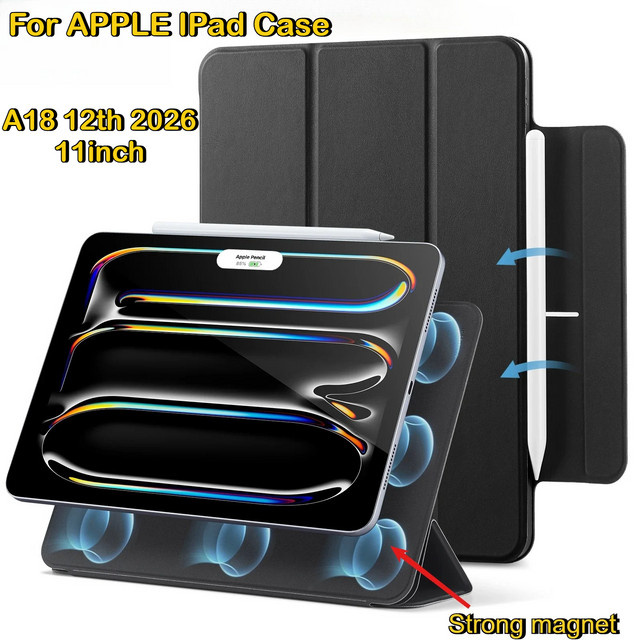 Magnetische PU-Hülle für Apple iPad mit Stifthalterung in Pink oder Black - Bild 1