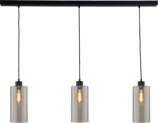 Masterlight Ortona Pendelleuchte 3-flammig in Schwarz matt mit transparenten Glaszylindern - Bild 1