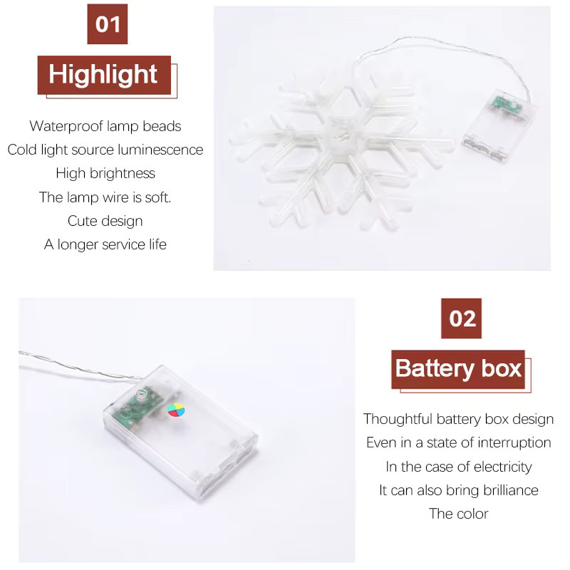 lyfs LED Schneeflocken Fensterdekoration für Weihnachten und Neujahr, batteriebetrieben, zum Aufhängen - Bild 5