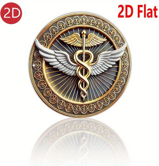 Potdemiel Aluminiumschild mit goldenem Caduceus-Emblem zur Wanddekoration - Bild 1