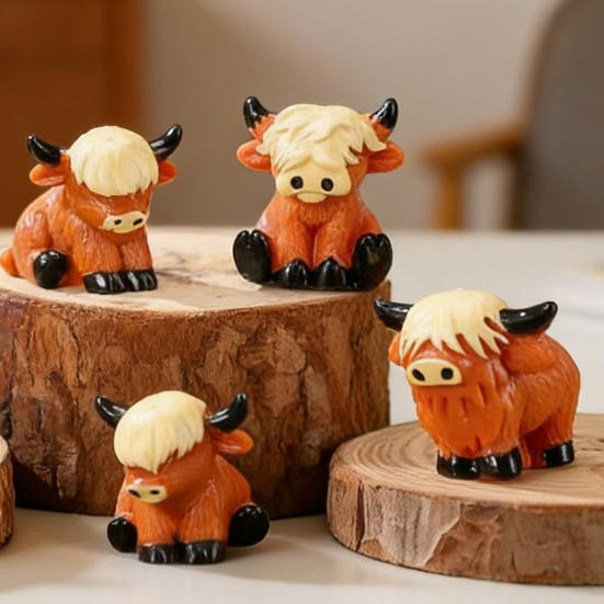 Happy Living Mini-Hochlandrinder-Figuren aus Harz, 30 Stück, bunte Bauernhoftier-Miniaturen für Garten, Büro und Schreibtisch-Dekoration - Bild 3