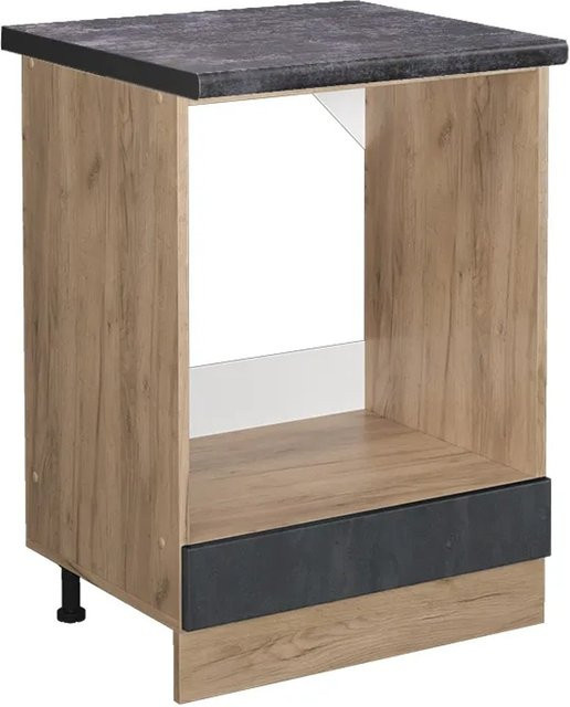 Vicco Herdumbauschrank R-Line in Schwarz Beton und Goldkraft Eiche, Breite: 60 cm - Bild 1