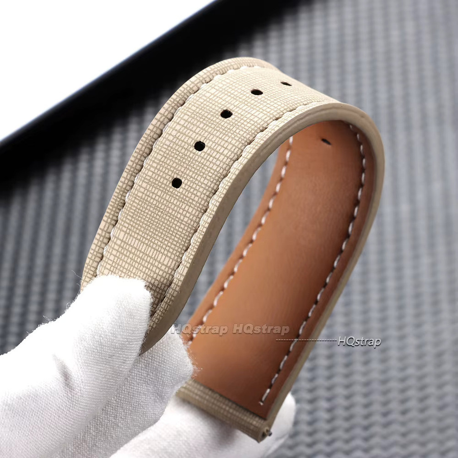 HQstrap Uhrenarmband Leder, Karomuster, Schwarz, Beige, Grau, Unisex - Bild 5