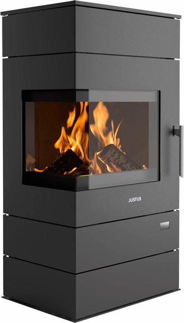 Justus Voga Kaminofen aus Stahl in Schwarz mit 6,5 kW Leistung, B: 116,5 cm, H: 62,0 cm, T: 45,5 cm - Bild 1