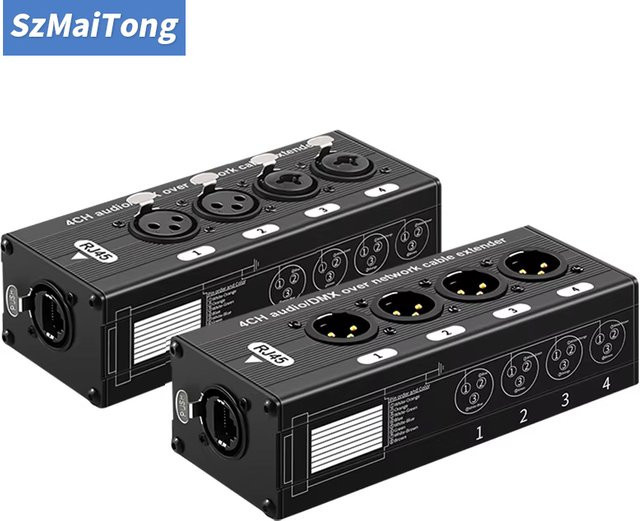TITAK 4-Kanal XLR-Audio-Extender über Cat5/Cat6 Ethernet/LAN in Schwarz - Bild 1