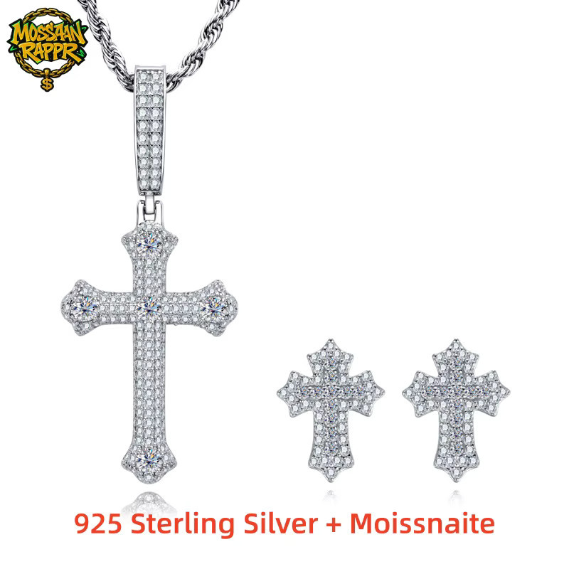 MossanRappr Halskette und Ohrringe, Moissanit, 925 Silber, Unisex - Bild 2