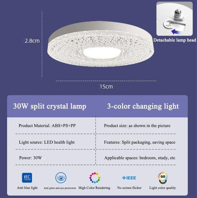 YJMP Super Lighting LED-Kronleuchter in Blau, moderne Deckenlampe mit E27-Fassung und 30W für Wohnzimmer und Schlafzimmer - Bild 1