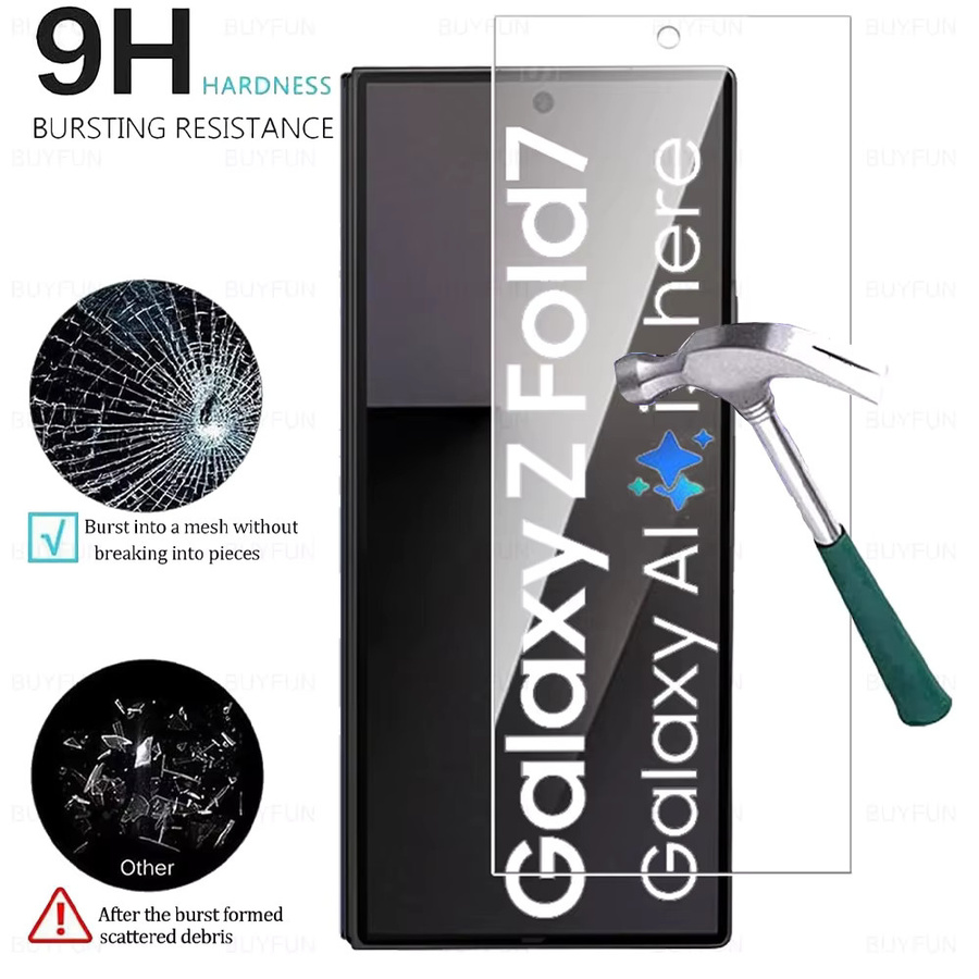 Samsung Galaxy Z Fold 7 und Z Fold 6 5G Displayschutzfolie aus gehärtetem Glas, 2 Stück, transparent - Bild 4