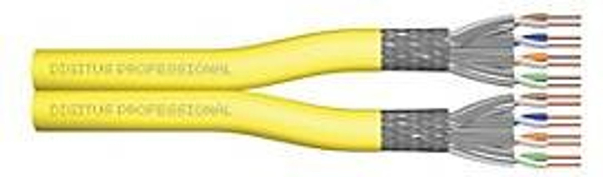 DIGITUS Installationskabel CAT 7a S/FTP Duplex Ethernet LAN 10 Gigabit, 100 m, Gelb RAL 1016 - Bild 2