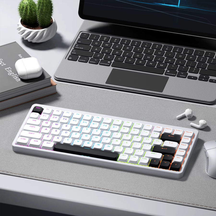 XVX Skyline R2 Double-Shot PBT Tastenkappen Low Profile Shine Through in Schwarz/Weiß mit 127 Tasten - Bild 6