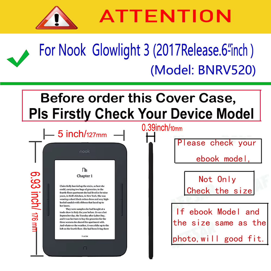 Slim Fit PU-Leder-Foliohülle für Barnes & Noble Nook GlowLight 3 eReader Modell 2017 in Braun und Rot - Bild 2