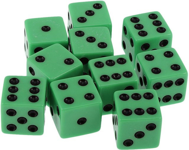 Allbestart Sechsseitige D6 Punktwürfel, 10-teiliges Set, Grün - Bild 1