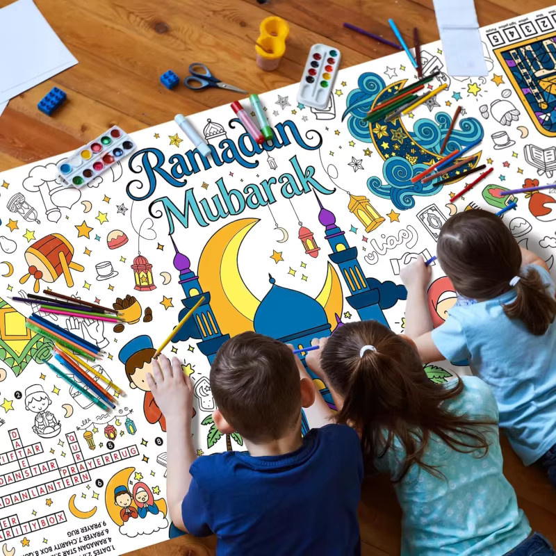 VIKAMA Ramadan Tischdecke mit orientalischem Mond-Design, Mehrfarbig, Rechteckig - Bild 5