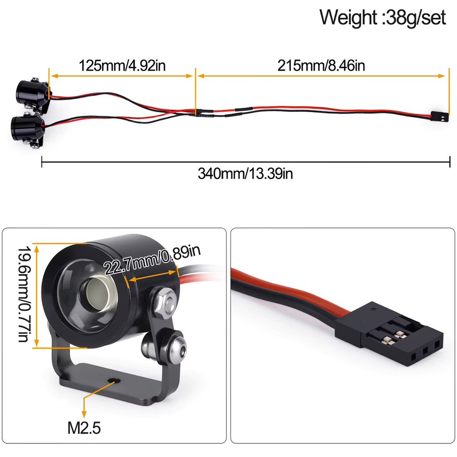 MALOM RC LED-Licht Scheinwerfer mit Halterung, 2-teiliges Set, 1:10, Zubehör - Bild 2