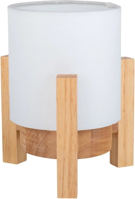 Näve LED-Akkutischleuchte Madita in Weiß und Naturholz, dimmbar, Durchmesser: 16,2 cm, Höhe: 19 cm - Bild 1
