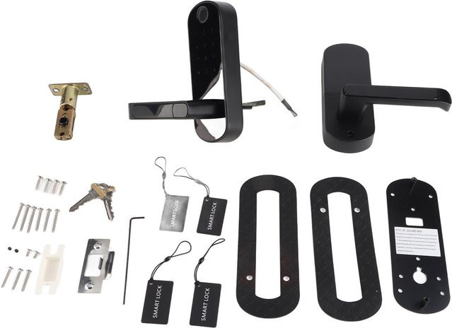 Aimo Smart Türschloss mit Fingerabdruck, Bluetooth, Passwort, IC-Karte und Schlüssel in Schwarz aus Aluminium - Bild 1