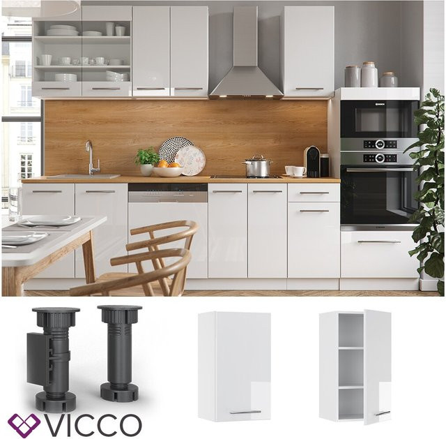 VICCO Hängeschrank Fame Weiß für deine Küchenzeile mit Softclose-Scharnieren und Regalböden, Breite: 40 cm - Bild 1