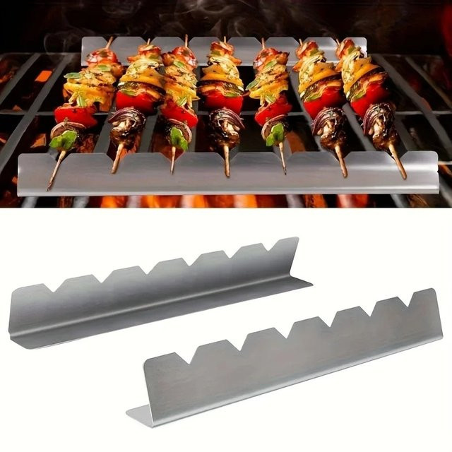 Universeller Kebab-Spießhalter aus Edelstahl in Silber, praktisches Grillwerkzeug für Küche und Outdoor, Höhe: 30 cm - Bild 1