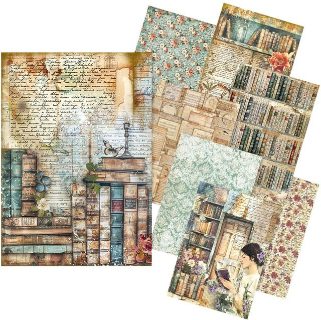 Motiv-Strohseide Book Lovers Ciao Bella in Multicolor, Format A5 - Bild 1