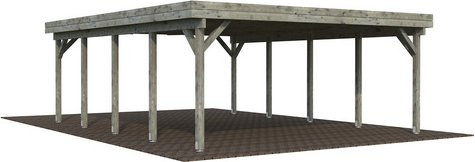 Palmako Doppelcarport Karl aus Fichtenholz in Grau mit Flachdach, B/T: 600 x 762 cm - Bild 3