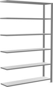 Schulte Anbauregal Büro-Steckregal MULTIplus85, verzinkt, Farbe: Silber, 6 Fachböden, B/T/H: 200 x 130 x 30 cm - Bild 1