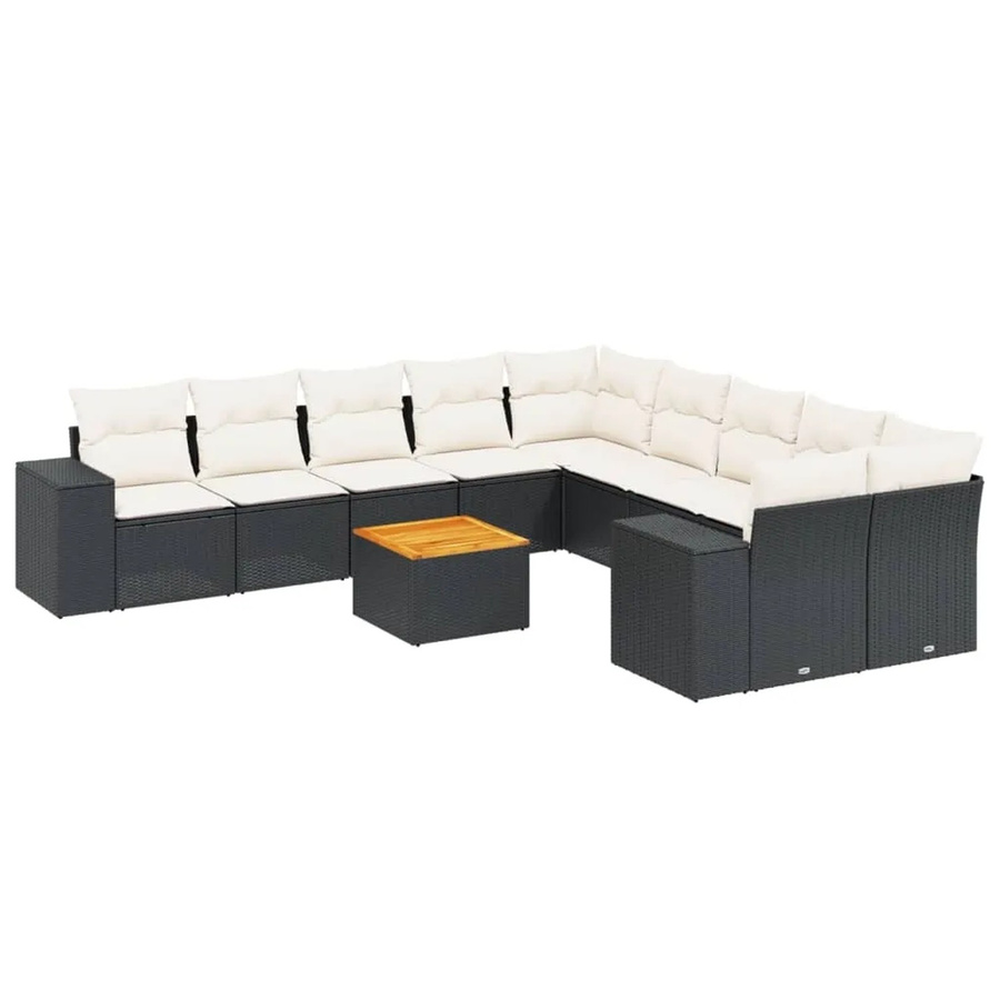 vidaXL 11-tlg Garten-Sofagarnitur Modell 85 aus Polyrattan mit Kissen in Schwarz - Bild 2