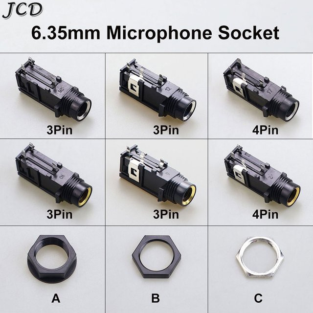 JCD 10er Set Audio Jack Buchsen 3,5 mm Stereo Dual Kanal für Mikrofon und Audio Interface, 3-Pin und 4-Pin, Schwarz - Bild 1