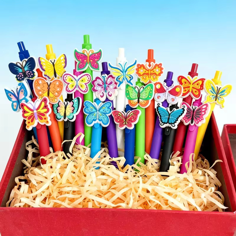 Schmetterlings-Kugelschreiber in Mehrfarben aus Kunststoff für Mädchen und Kinder - Bild 3