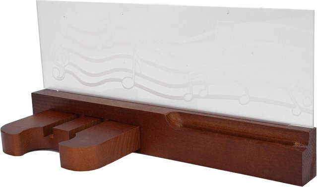 CosyHome Beleuchteter Gitarrenständer Wandhalter aus Massivholz in Braun mit Plektrumhalter für Akustik- und Elektro-Gitarren mit LED-Beleuchtung - Bild 1