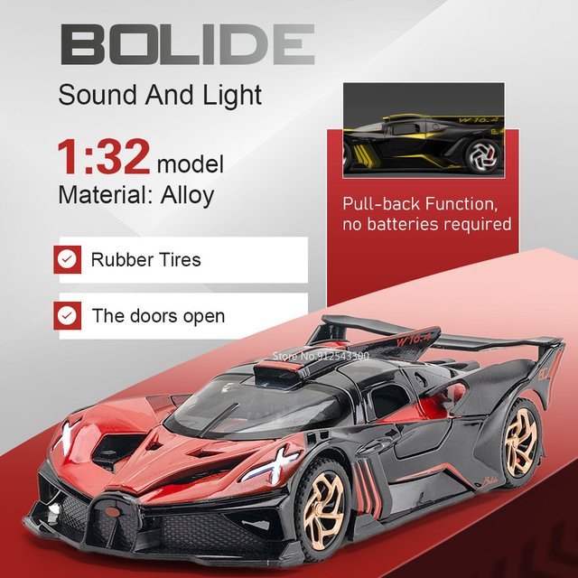 RMZ city Bolide Atlantik, Auto-Modellspielzeug, 1:32 Maßstab, mit Licht und Sound, mit öffnenden Türen, Rückziehfunktion - Bild 1