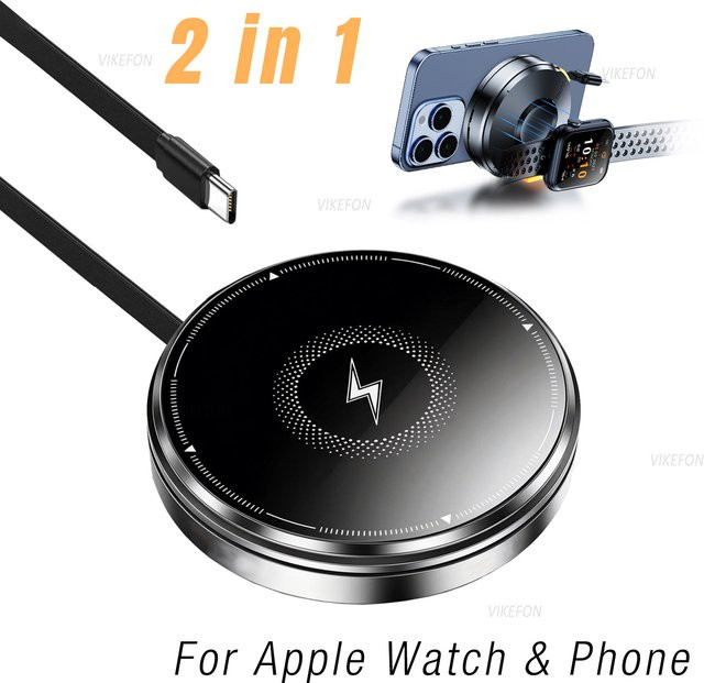 Apple MagSafe Magnetisches Drahtloses Ladegerät und Standhalter für iPhone, Apple Watch und AirPods Pro in Schwarz oder Silber - Bild 1