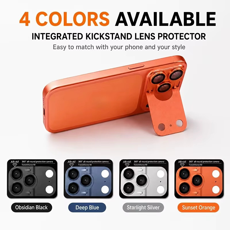 AR Faltbare Metall-Schutzfolie für die Kamera von Apple iPhone 17 Pro und 17 Pro Max in Orange - Bild 2