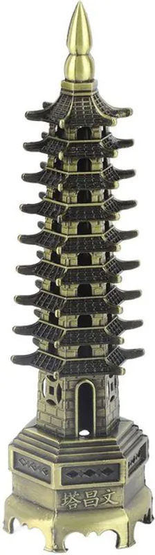 GoolRC WenChang Chinesische Miniaturturm Dekoration in Gold und Bronze aus Metall im Vintage-Stil - Bild 1