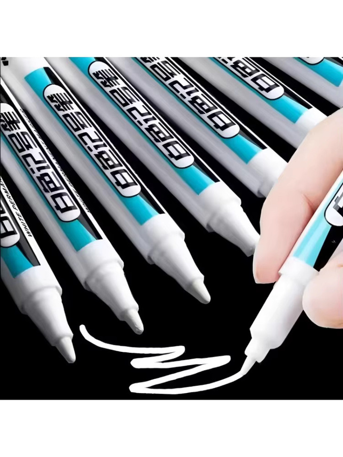 Weiße Permanentmarker Set mit Strichstärken 0,7 mm, 1,0 mm und 2,5 mm für Holz, Kunststoff, Leder, Glas, Stein und Metall - Bild 7