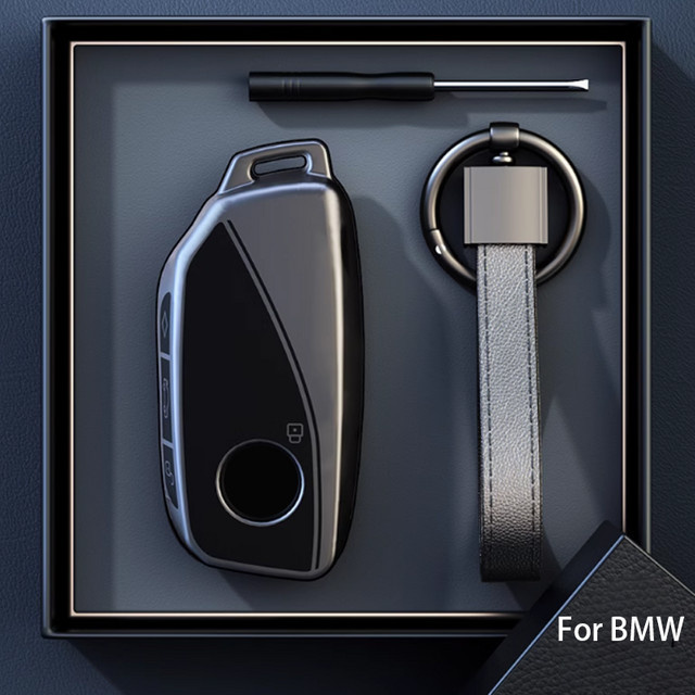 ICAR Autoschlüsselhülle Fob Tasche und Schlüsselanhänger für BMW I7 X7 G07 LCI IX I20 X1 U11 7er G70 G09 XM U06 G81 M3 in Titangrau - Bild 1