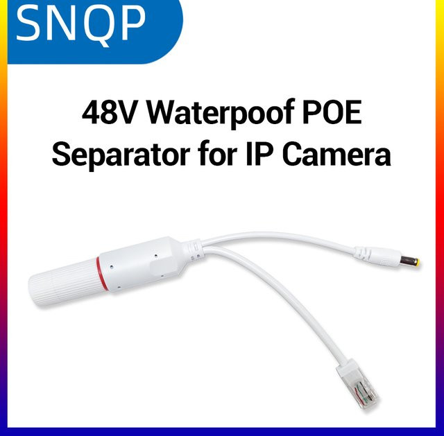 SNQP 48V zu 12V PoE Splitter Wasserdichtes Video- und Stromadapterkabel in Weiß für IP-Kameras und Netzwerk-APs - Bild 1