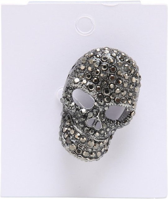 Brosche Totenkopf, Strass, schwarz - Bild 1