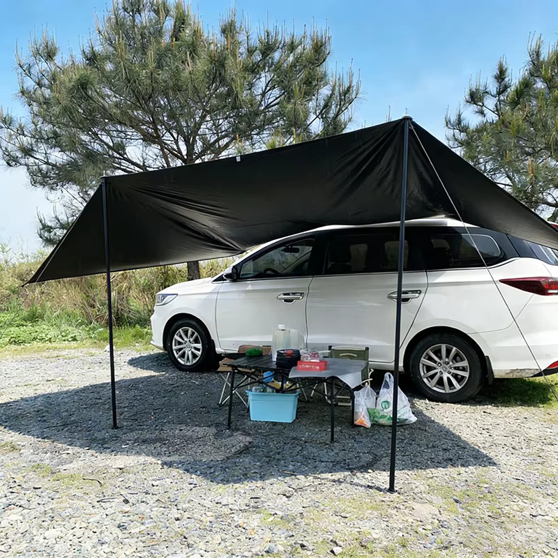 Fledermausförmige Auto-Seitenmarkise mit schwarzer Beschichtung für SUV, Van und Limousine, Wasserdichtes Camping-Zelt, B/H: 3 x 2 m - Bild 3