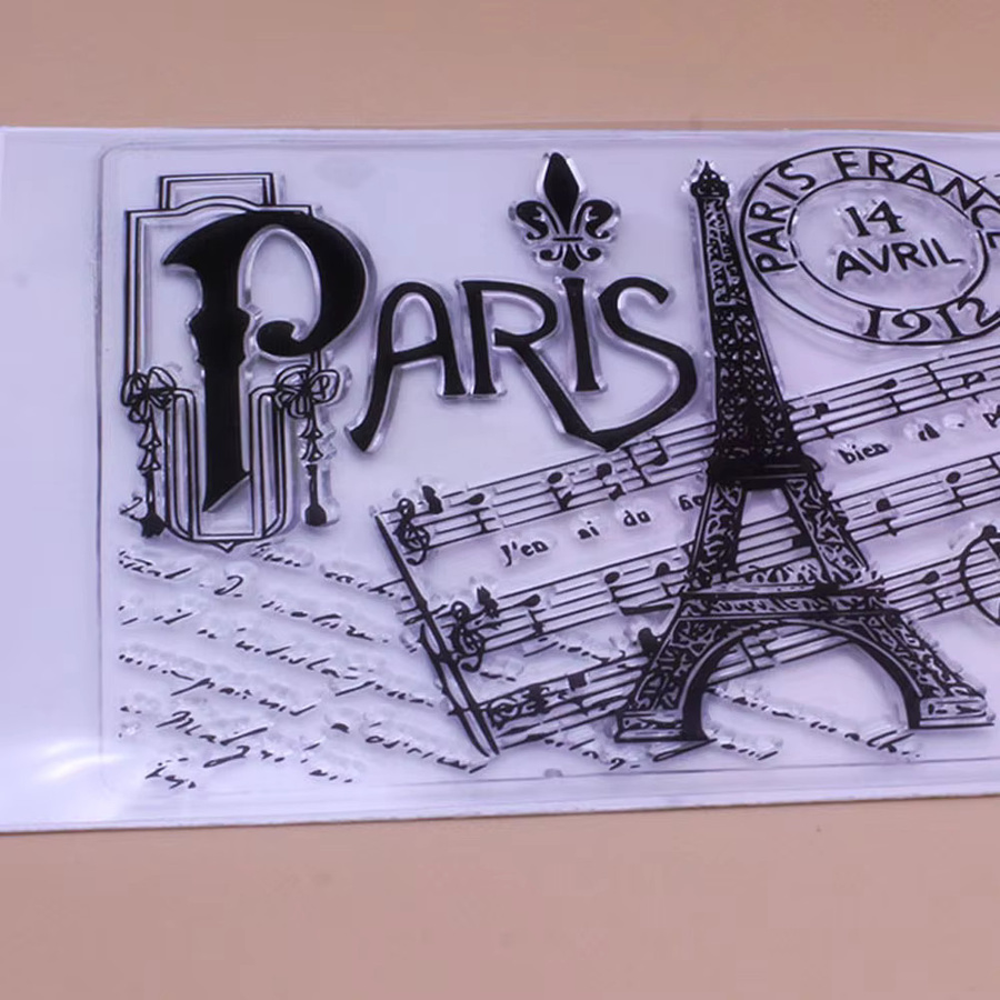 Alinacutle Klarer Silikonstempel Paris Tower Hintergrund für Scrapbooking und DIY Bastelarbeiten, Transparent - Bild 2