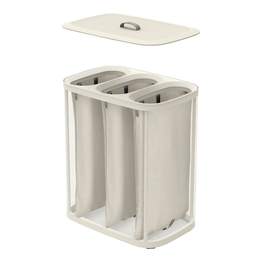Joseph Joseph Wäschekorb Tota Trio mit Deckel und 3 Fächern, Beige, 90 l - Bild 1