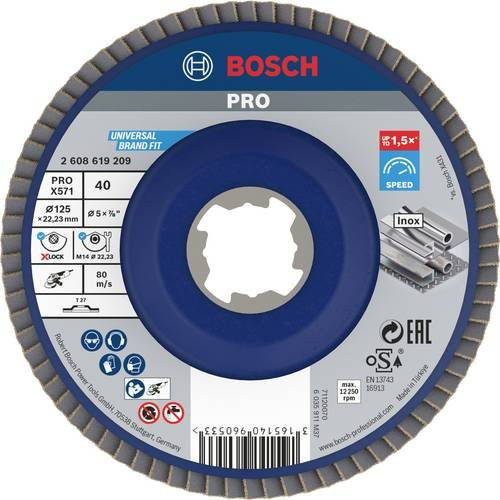 Bosch Fächerschleifscheibe X571 Best for Metal, Durchmesser: 125 mm, Bohrungs-Ø: 22,23 mm, Farbe: Blau - Bild 2